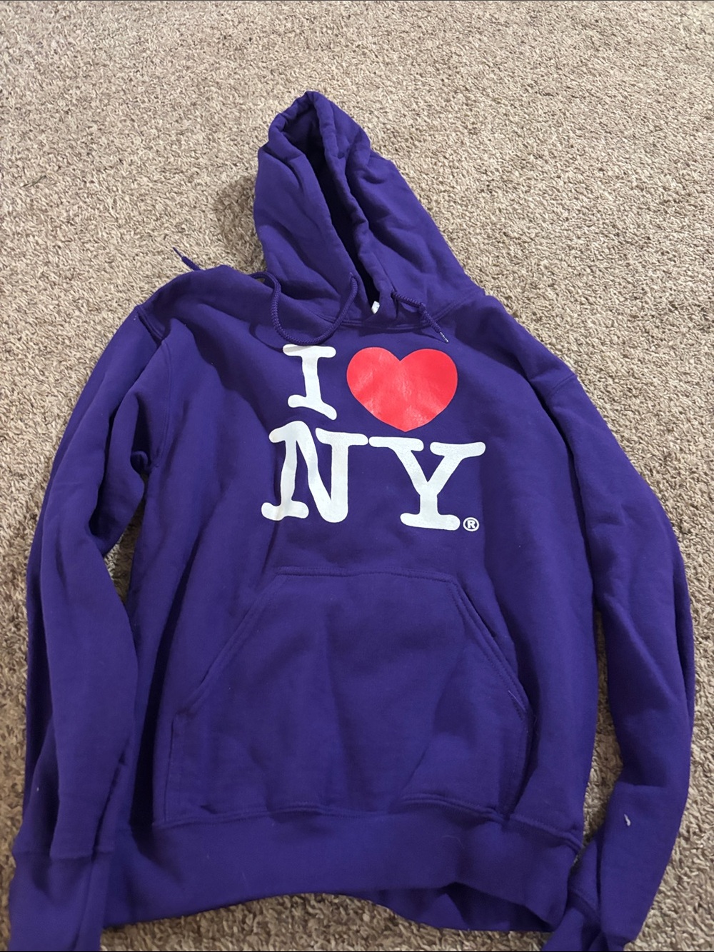 I Heart NY Purple Kids Hoodie with Red Heart unisex small
